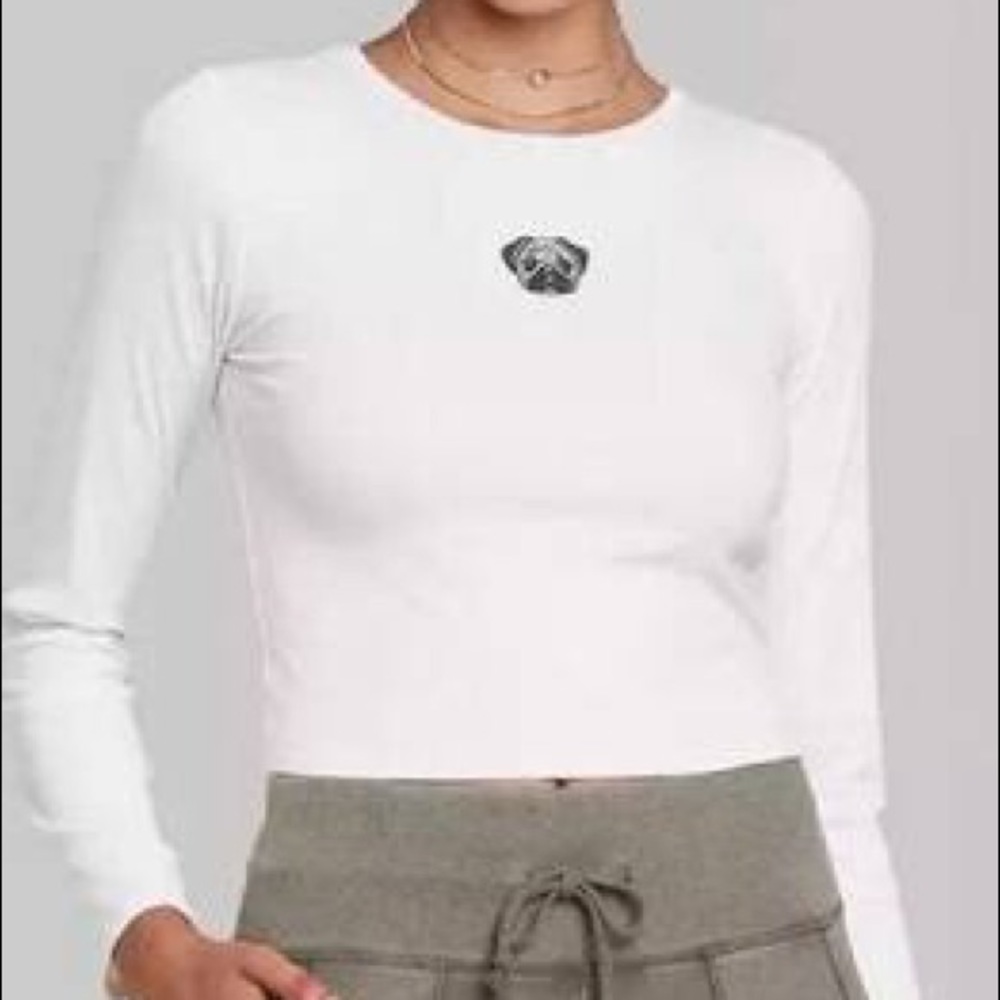 Wild Fable Long Sleeve Pug Crop Top Ivory 
 XS
